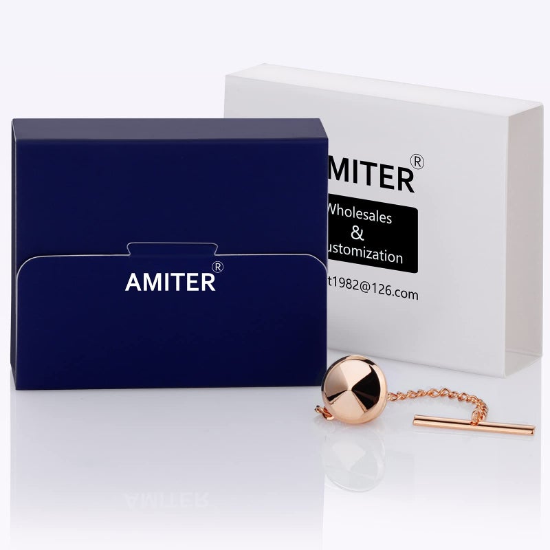 AMITER Shiny Tie Tack Clip for Men Square Tie Pins - Necktie Pin Best Gifts for Wedding Business Formal - Image 3